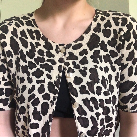 Brown vintage crop cardigan blouse top - Picture 2 of 4